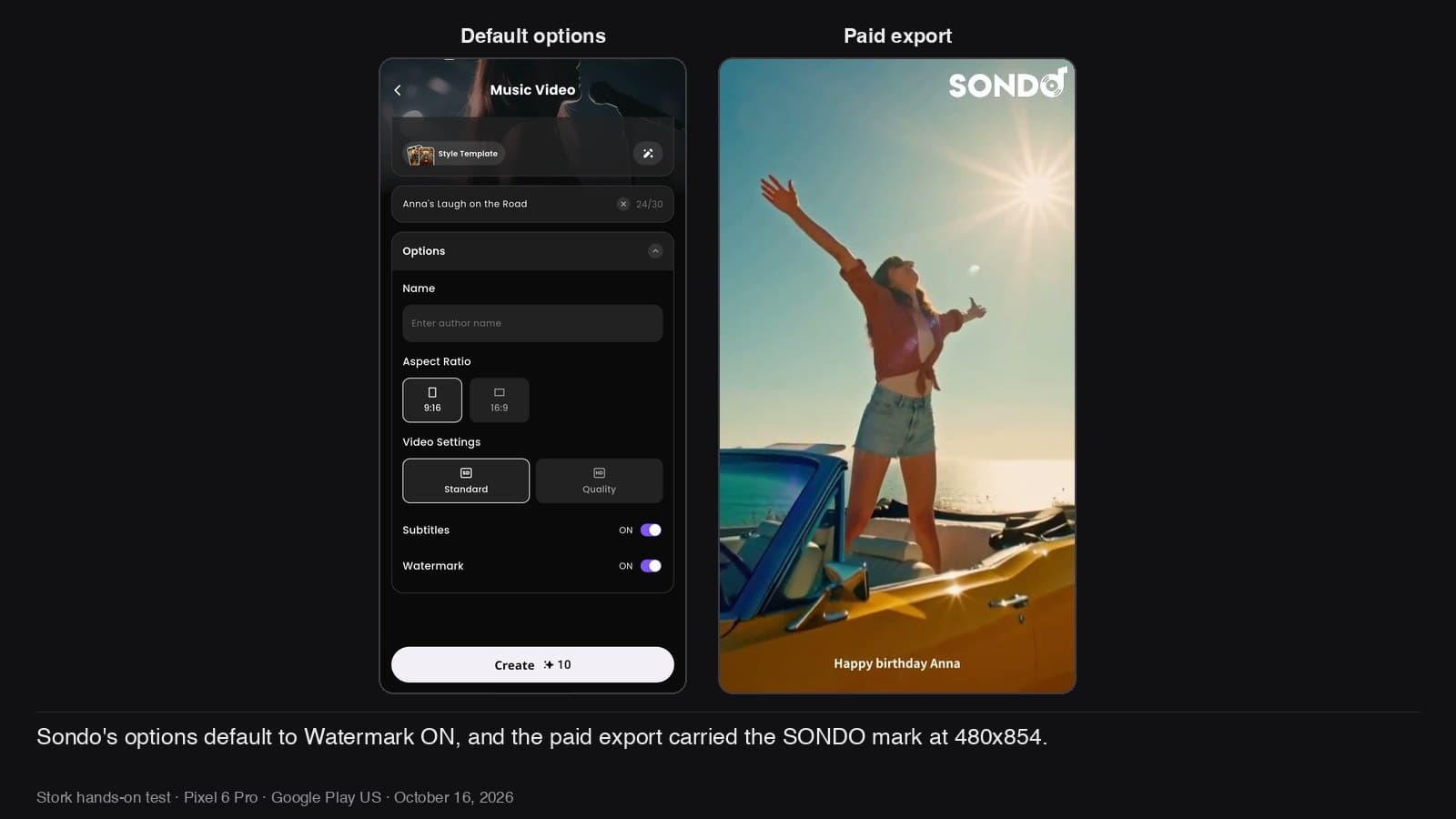 Watermark ON in the default options, and on the paid export.