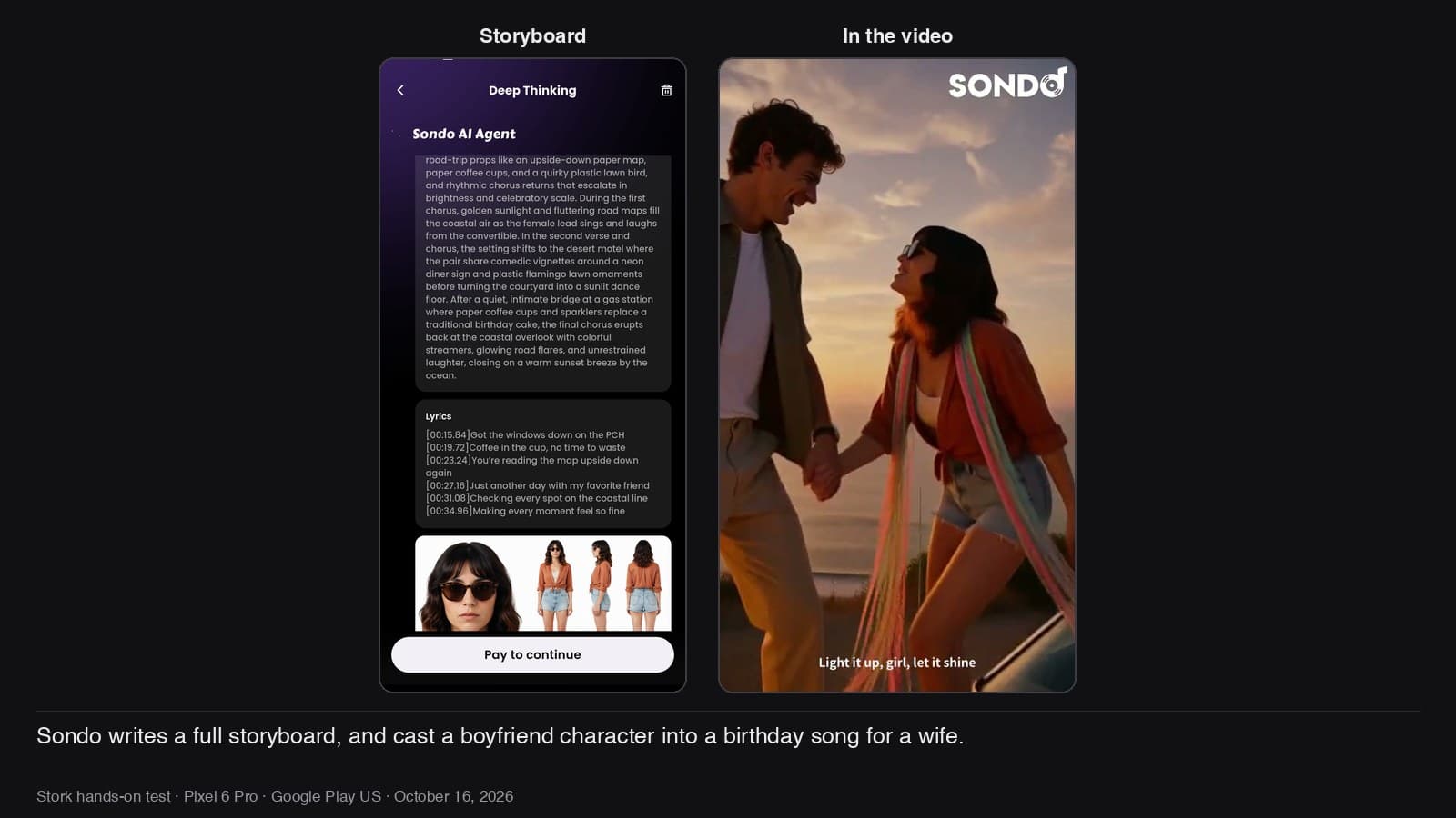 Sondo's storyboard and the boyfriend character it added.