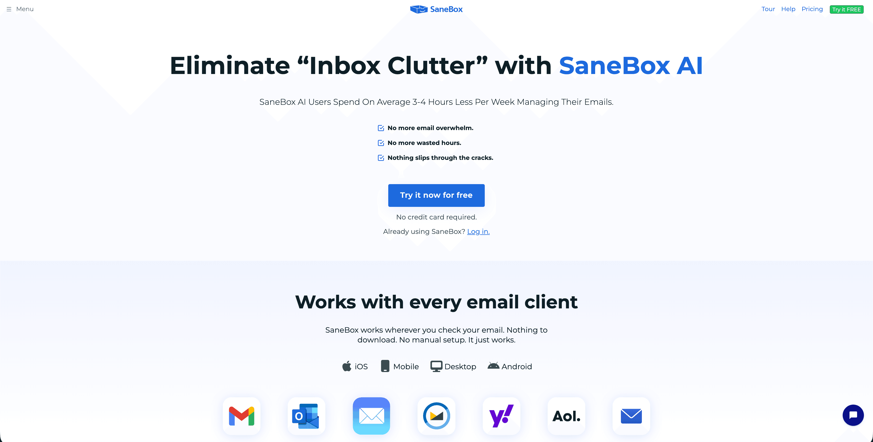 SaneBox layers onto the inbox you already use — there's no new app to open.