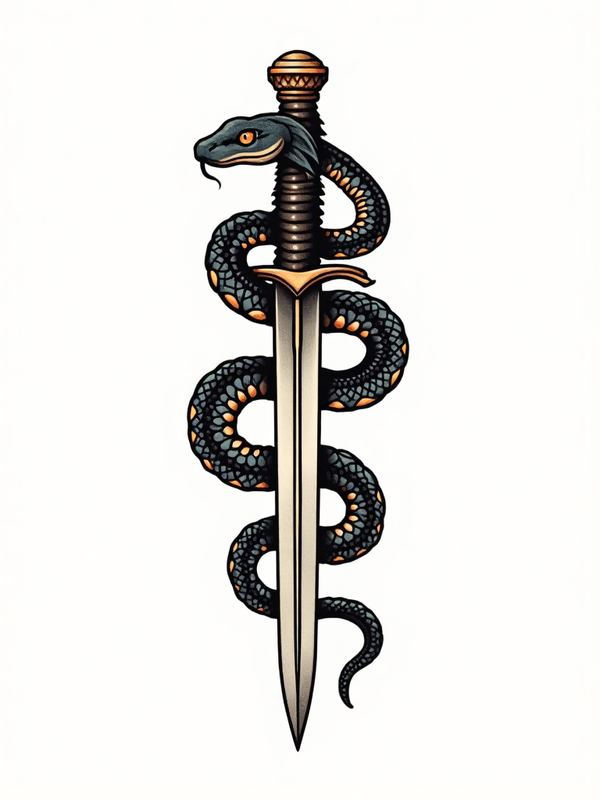 Traditional — snake & dagger